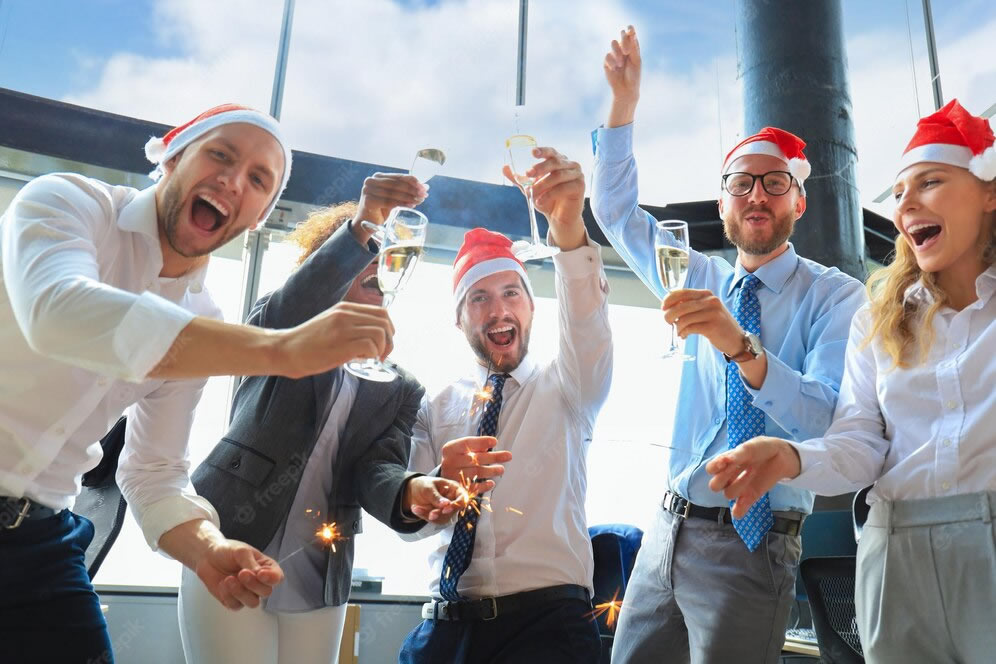 Photo of office staff enjoying a Christmas party